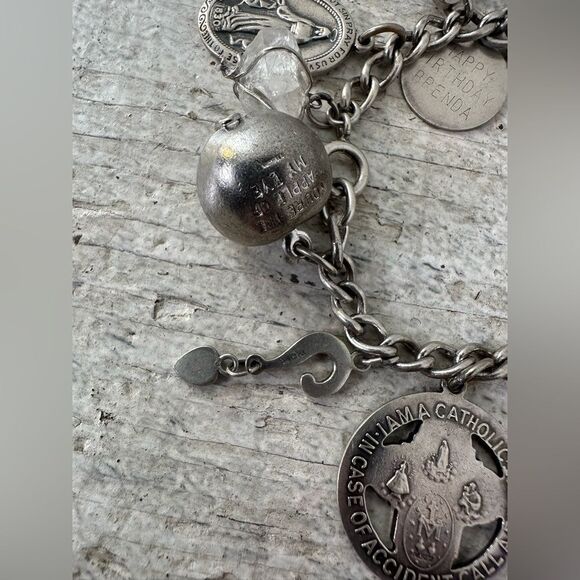 Vintage Sterling And Silver Tone Mix Charm Bracelet - Picture 2 of 16